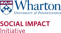 Logo representing the Wharton School of the University of Pennsylvania, featuring a crest and the text "Social Impact Initiative".