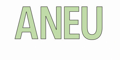 The image features the word "ANEU" in bold, uppercase sans-serif letters, filled with a light green color.